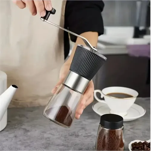 IPRee Manual Coffee Grinder Glass Portable Outdoor Coffee Machine Ceramic Grinding Core Pepper Grain Mill Coffeeware for Kitchen