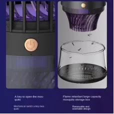 3000V Electric Shock 368UV Mosquito Traps Killer Lamp Electric Fly Trap Silent Electric Fly Catcher Gnat Traps USB Rechargeable Fly Zappers For Outdoor Home