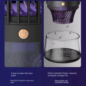 3000V Electric Shock 368UV Mosquito Traps Killer Lamp Electric Fly Trap Silent Electric Fly Catcher Gnat Traps USB Rechargeable Fly Zappers For Outdoor Home