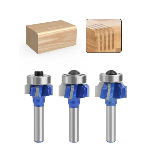 3PCS 6mm 8mm 1/4"Shank Z4 Corner Round Router Bit R1 R2 R3 Trim Edging Woodworking Mill Classical Cutter Bit