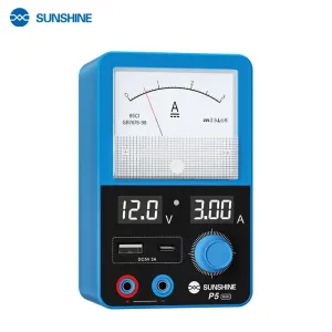 SUNSHINE P5 Mini Smart Power Supply Dual Screen Display 12V 3A Dual USB Ports Short Circuit Protection High-Precision Monitoring Voltage and Current Adjustment