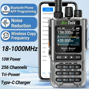 BinTolk BT8200 10W Tri Power Two Way Radio Walkie Talkie 256CH Wide Frequency 18-999MHz Wireless Copy Type-C Charging Long Range Outdoor Emergency Communication