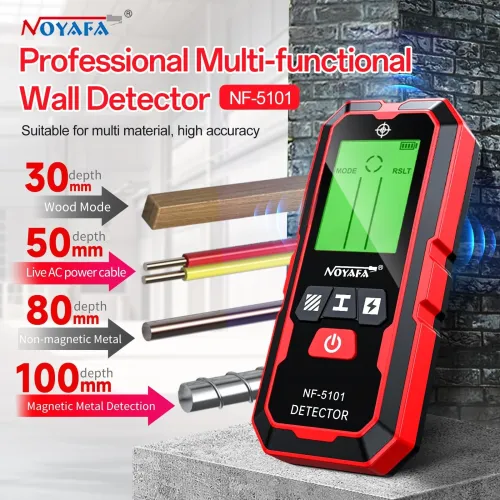 NOYAFA NF-5101 Wall Scanner Stud Finder 5-in-1 High Precision Detector Metal Wood Live Wire Locator LCD Display IP54 Waterproof Automatic Calibration
