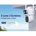 3 Lens 2 Screens WIFI IP Camera 8x Optical Zoom F1.4 Full Color Night Vision IP66 Waterproof Wireless H.265 bluetooth Humanoid Detection EU Plug