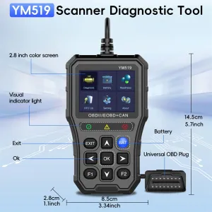 YM519 OBD2 Scanner Diagnostic Tool 2.8Inch HD Color Screen Profession Auto Check Engine Light Car Diagnostic Scan Tool