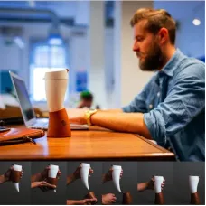 IPRee 230ML Creative Goat Horns Coffee Mug Vacuum Cup Thermos Flask Tea Cups Travel Couple Water Bottle with Rope Cold Cup Tumbler