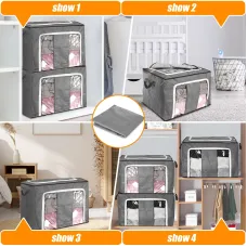 TVIRD 4 Packs 90L Large Storage Bags Clothes Organizer Storage Two-way zipper Two handles Front PVC transparent material Single capacity