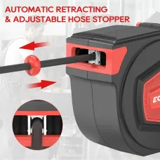 [USA Direct] ECOMAX 3/8 in. x 50 ft Retractable Enclosed Air Hose Reel with Auto Rewind Heavy Duty Reel NPT 1/4 Inch Any Length Lock 180 Swivel Bracket MAX Pressure 348 PSI