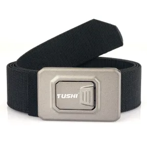 TUSHAluminum Alloy Quick Release Buckle Elastic Belt for Men Tactical Belt Outdoor Army Hunting Belt Adjustable Stretch Waistband