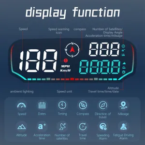 G14 Car HUD Head-up Display Car Universal Beidou GPS Altitude Date Speedometer HD Display Screen Overspeed Alarm Fatigue Driving Alarm