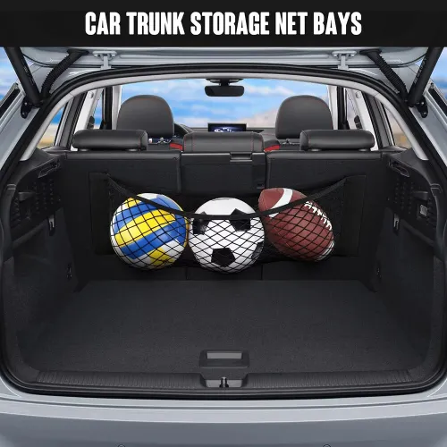 Car Trunk Organizer Mesh Net Double Mesh Trunk Storage Mesh Bag Fire Extinguisher Fixed Mesh Finishing Storage Elastic Strap