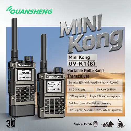 Quansheng UV-K1(8) 5W High Power Walkie Talkie Type-C Charging Multi-Band Aviation NOAA Weather Receiver DIY Customization Portable Two-Way Radio