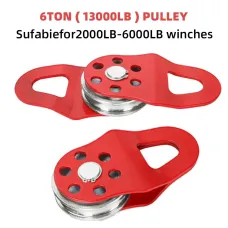 Heavy Duty Winch Pulley 6 Ton Capacity Alloy Steel Red Snatch Block for Towing Synthetic Rope Steel Cable ATV UTV Tractor Truck