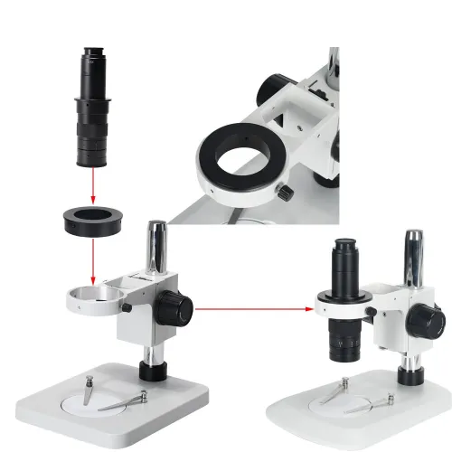 Microscope Monocular Lens Ring Adapter Aluminum 28mm 40mm 50mm Inside Diameter Grey Lightweight Industrial Microscope Accessory Versatile Easy Installation