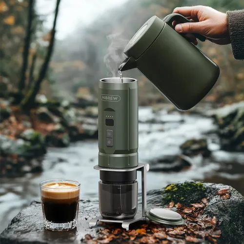EU Direct HiBREW H4C Portable Espresso Coffee Machine 20 Bar Pressure Detachable 7500mAh Battery Coffee Powde NS & DG Capsules Compatible Outdoor Coffee Maker