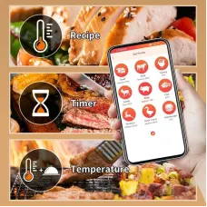 AGSIVO bluetooth Wireless Food Meat Thermometer 300ft Long Range Digital Thermometer Smart Alert for Grilling For BBQ Oven Kitchen Cooking