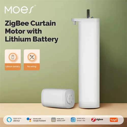 MoesHouse Tuya ZigBee3.0 Curtain Motor with Lithium Battery Rechargeable Removable with Remote Control Work With Alexa Google Home