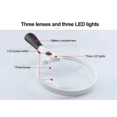 137mm Large Handheld Magnifier Magnifying Glass with 3 Led Lights 2X 4X 25X Magnifier Glass Lens for Reading Repair Observation