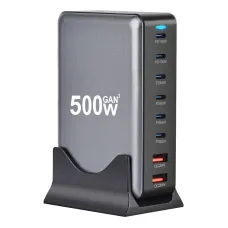 [GaN Tech]Bakeey YMX-500W 500W 8-Port USB PD Charger 2USB-A+6USB-C PD QC Fast Charging Desktop Charging Station EU Plug US Plug for iPhone 16 16 Pro 15 14 13 Pro Max for Huawei Mate XT for Xiaomi 15pro for Samsung Galaxy Z Flip6