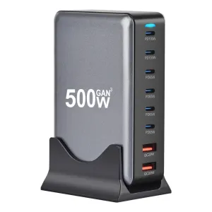 [GaN Tech]Bakeey YMX-500W 500W 8-Port USB PD Charger 2USB-A+6USB-C PD QC Fast Charging Desktop Charging Station EU Plug US Plug for iPhone 16 16 Pro 15 14 13 Pro Max for Huawei Mate XT for Xiaomi 15pro for Samsung Galaxy Z Flip6