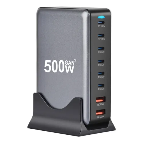 [GaN Tech]Bakeey YMX-500W 500W 8-Port USB PD Charger 2USB-A+6USB-C PD QC Fast Charging Desktop Charging Station EU Plug US Plug for iPhone 16 16 Pro 15 14 13 Pro Max for Huawei Mate XT for Xiaomi 15pro for Samsung Galaxy Z Flip6