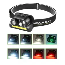 XPG+COB Red And Green Light With Magnet Built-in Battery USB Charging Wave Sensing Zoom Strong Light Headlamp
