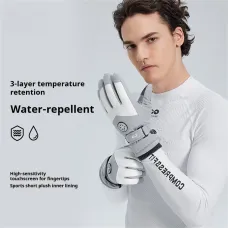 Golovejoy 1 Pair Outdoor Ski Gloves for Men Women Touchscreen Non-Slip Waterproof Thickened Warm Cycling Gloves for Autumn Winter