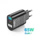 USLION 65W GaN Wall Charger 33W USB-C PD PPS / 33W USB-A QC3.0 Fast Charging For iPhone 13 13 Mini For iPad Pro 2021 For Samsung Galaxy S22 Ultra MacBook Air M1