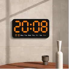 Large Display Led Digital Wall Clock Brightness Adjustable Voice Control Display Temperature Desktop Alarm Clock