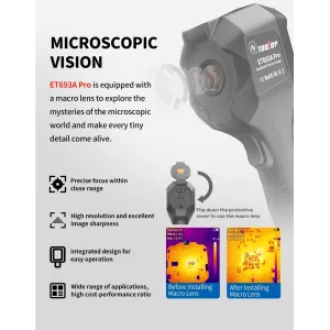 AV TOOLTOP ET693A ET693APro Thermal Imaging Camera with Macro Lens 96*96 HD resolution -20C~550C Range Infrared Sensor High Accuracy Lightweight Portable Heat Measurement Tool with Visible Light