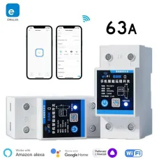 eWelink 63A Din Rail Smart Switch Relay APP Remote Control Timer Inching Function 2P Circuit Breaker Switch  Works with Alexa Google