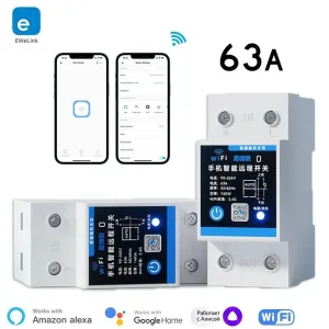 eWelink 63A Din Rail Smart Switch Relay APP Remote Control Timer Inching Function 2P Circuit Breaker Switch  Works with Alexa Google