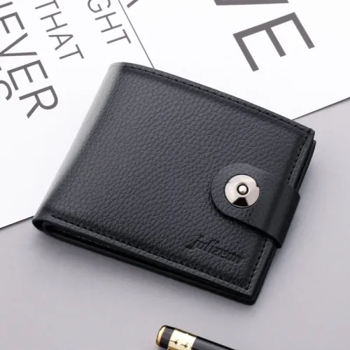 Men's Sleek Compact Wallet with Magnetic Closure - Fashionable Soft Faux Leather, Multiple Card Slots & Large Capacity