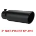 3 Inch Inlet 4 Inch Outlet Exhaust Tip 12 Inch Length Tail Pipe Anti-Corrosive High Temperature Resistant Black Silver Angle Cut Design for Car Truck SUV