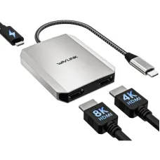 WAVLINK USB-C to HD Dual Display Adapter Single 8K@30Hz/4K@120Hz Dual 4K@60Hz 3-In-1 Splitter Hub with 95W Power Delivery Dual Monitors Video Adapter USB3.1 Hub