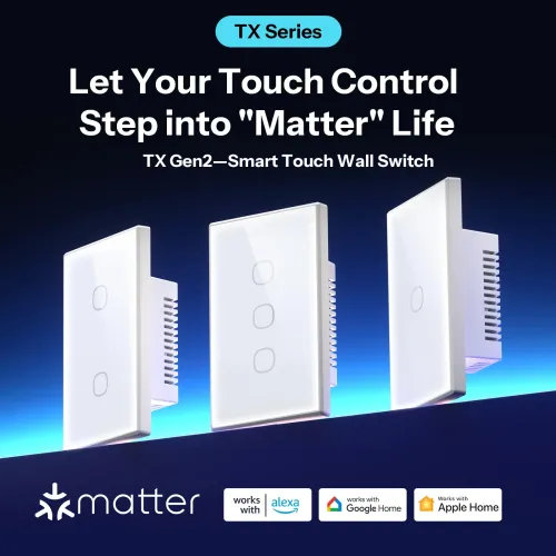 SonoffT6 120 Matter TX Gen2 Smart Touch Wall Switch Adjustable Night Locator Compatible with Apple Ecosystem Safe Energy Saving