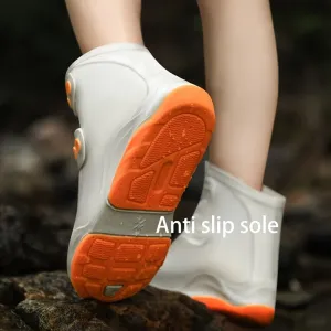 XANE1Pair Bicycle Protective Gear Waterproof Non-slip Shoe Covers Easy Double Buckle Design Outdoor Reusable Overshoes Elastic Rain Boots Unisex