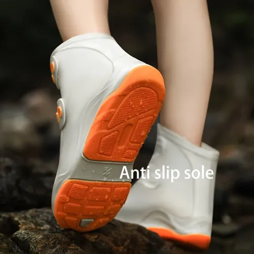 XANE1Pair Bicycle Protective Gear Waterproof Non-slip Shoe Covers Easy Double Buckle Design Outdoor Reusable Overshoes Elastic Rain Boots Unisex