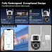 Guudgo 6MP HD Dual Lens Wireless Security Camera 360 Color Night Vision Human Motion Detect Two Way Audio Waterproof Design Surveillance CCTV Cameras
