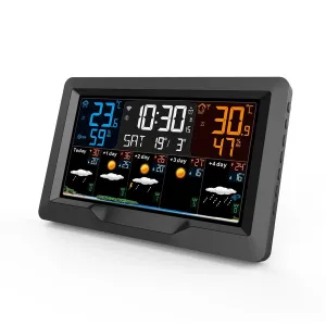 FJ3390TY-A WIFI Graffiti VA Color Screen Multi-function Weather Clock Electronic Alarm Clock Indoor Outdoor Temperature Humidity Wall Clock