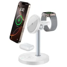 S11 15W Magnetic Wireless Charger Fast Wireless Charging Stand for Smart Phones for iPhone 16 16 Pro 15 14 13 Pro Max for Huawei Pura X for Xiaomi 15pro for Airpods for Apple Watch