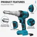 Drillpro 720W Brushless Electric Rivet Gun High Power Cordless Tool with 2000RPM Speed 588N.M Torque Suitable for 2.4~5.0mm Rivets Compatible with Mak 18V Battery Powerful Efficient Versatile
