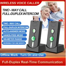 2.4Ghz Wireless Voice Caller Long Distance Audio Door Phone Intercom 500m Range Two Way Call Auto Answer 1000mAh Battery Emergency Button Home Security for Children Elderly people