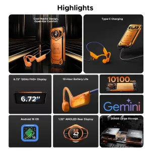 DOOGEE S200 VIP Edition 5G AI Dual Display 48GB 256GB 100MP Triple Camera Night Vision Android 16 Dimensity 7050 6.72 inch 120Hz 10100mAh 33W Fast Charge NFC IP68 IP69K Waterproof Rugged Smartphone