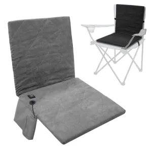 IPRee Foldable Heated Stadium Seat Cushion Portable with Pocket 3 Speed Temperature USB Charging for Outdoor Travel Fishing