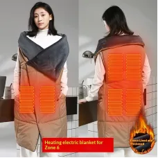 TENGOO Heated Throw Blanket 6 Heating Zones Trible Gears Temperature Level Control Washable Smart Warm Blanket for Winter Car Camping