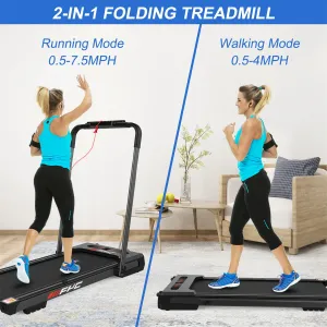 USA Direct FYJK31-8A 2 in 1 Home Office Folding Treadmill - 2.5HP Quiet Motor | 1-12km/h Running & Walking | Installation-Free | Remote Control | Folding Handle | Smart LEDisplay | Max 140kg User Weight