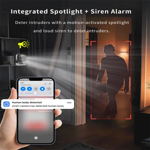 4MP 2K Ultra HD Mini WiFi Camera Tuya Two-Way Audio Human Detect Color Night Vision Magnetic Mount Cloud Storage Remote Access Baby Monitor