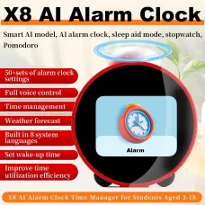 X8 AI Smart Alarm Clock with 2.8-inch LCD Display Voice Assistant Multi-Language Supported Type-C Charging Weather Forecast White Noise Sleep Aid Alarm Clock