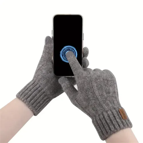 Unisex Alpaca Gloves Men's Warm Gloves For Winter Touch Screen Plus Velvet Thickened Cold-Proof And Warm Wool Knitted Gloves Compatible, Ideal For Winter, Office, Travel, Cycling